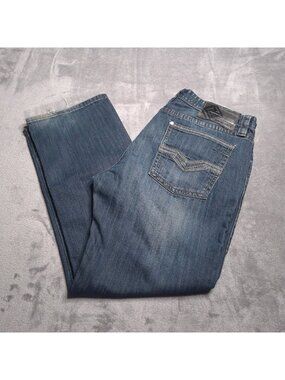 Rock & Roll Cowboy Mens Slim Straight Revolver Jeans 38x29 Dark Wash Denim
